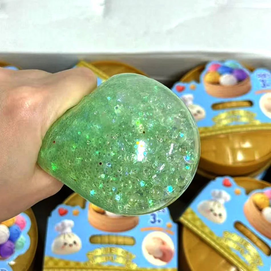 1-12pcs Glitter Dumpling Glitter Dumpling Squishy with Box Dumplings Sensory Squeeze Toy for Stress Relief Toys