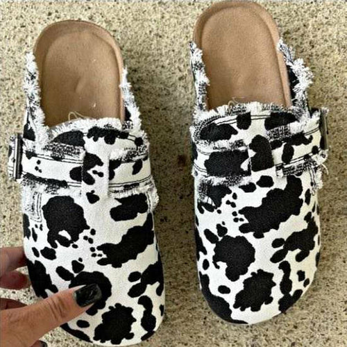 Mocassins Femme Vintage en Toile – Talon Plat Bout Rond | Women's Flat Canvas Loafer Clogs