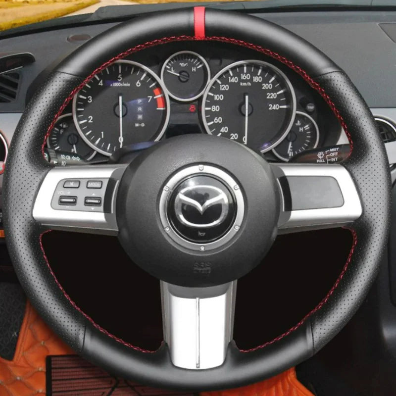 For Mazda MX-5 MX5 2006-2015 Mazda RX-8 RX8-2011 CX-7 CX7 2007-2009 Braid Car Steering Wheel Cover Leather Suede Car Interior
