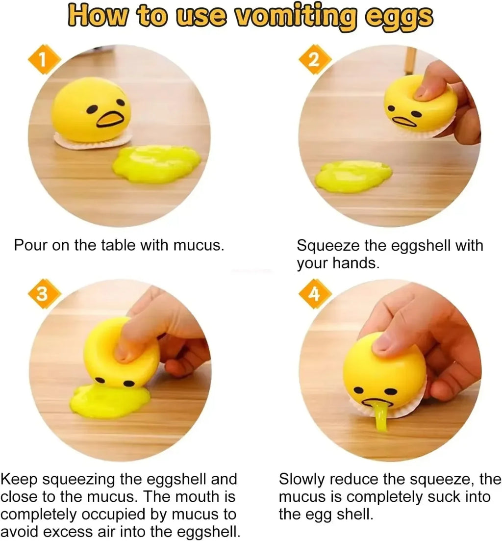 New Squishy Puking Egg Yolk Stress Ball With Yellow Goop Relieve Stress Toy Funny Squeeze Tricky Antistress Disgusting Egg Toys