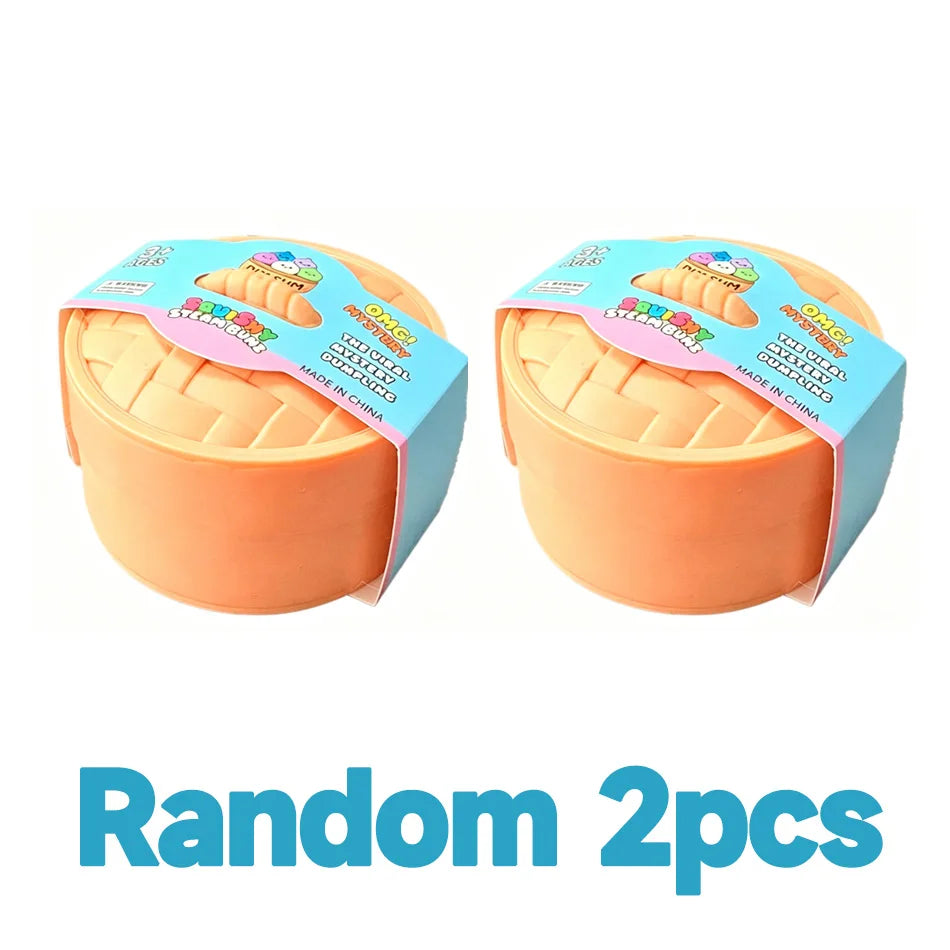 Viral Hidden Design Glitter Bead Dumpling Squishy, 1-4Pcs Blind Box with Packaging Box, Realistic Bun Squeeze Stress Relief Toy