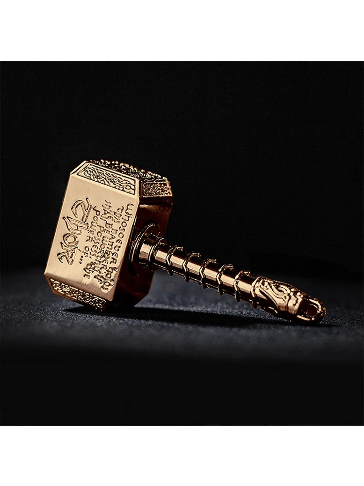 1pcs Thors Battle Hammer Fidget Hand Spinner Made By Metal, The Mighty Mjolnir Keychain Toy - Antique Brass
