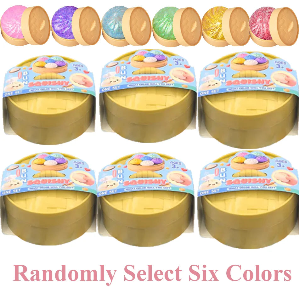 New Colorful Dumpling Squishes Stress Balls Reusable Low Rebound Decompression Toys Dough Ball