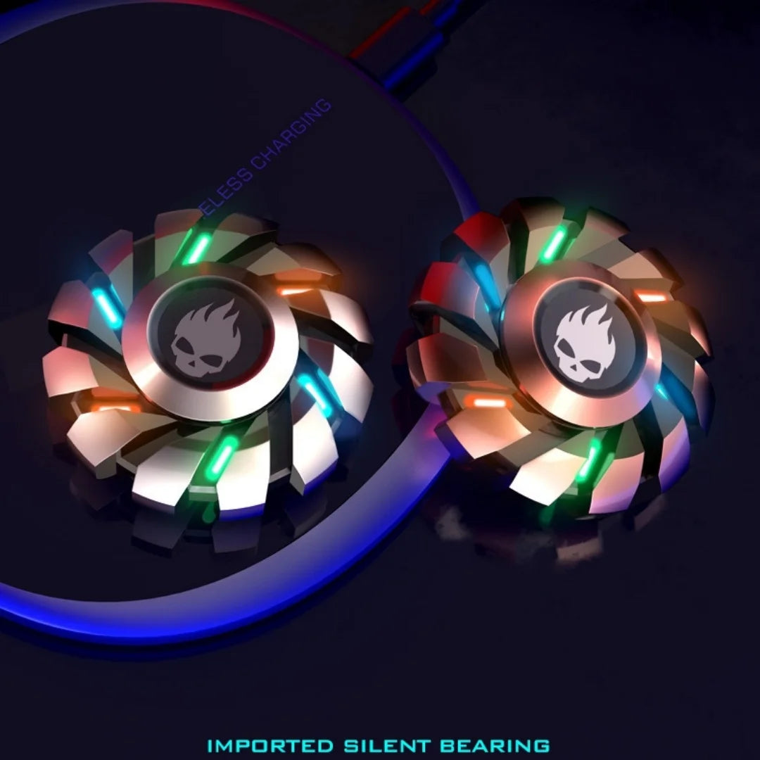 YIJOO Luminous Fingertip Spinning Top EDC Sensory Toys Metal Mute Fidget Spinner Rainbow Light Fidget Toys
