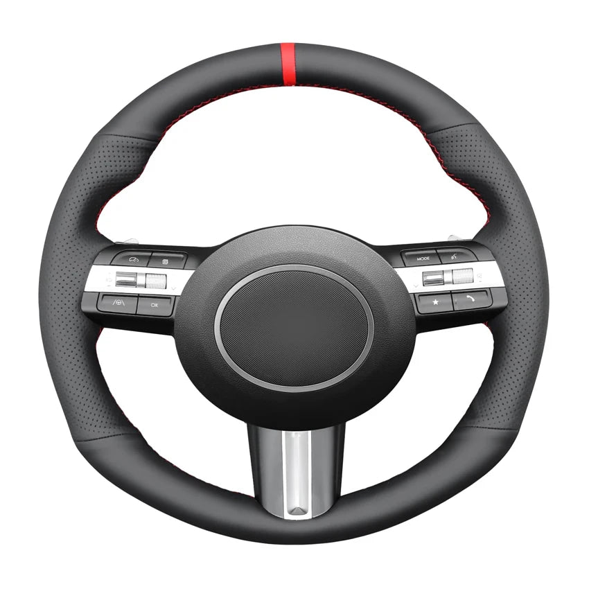 Black Faux Leather Car Steering Wheel Cover for Hyundai Sonata Kona Tucson 2023 2024 2025