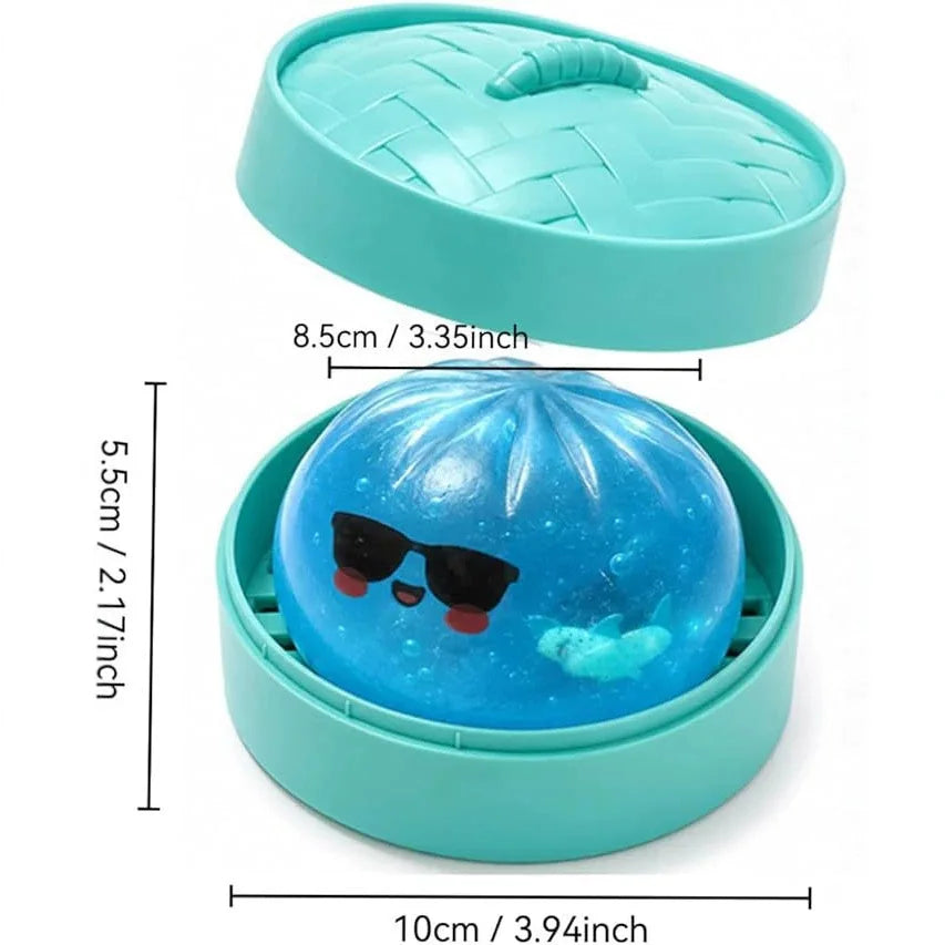 Glitter Shark Dumplings Squishy Toy Soft Slow Resilience Steamed Stuffed Bun Squishy Pinch Le Fidget with Steamer gift