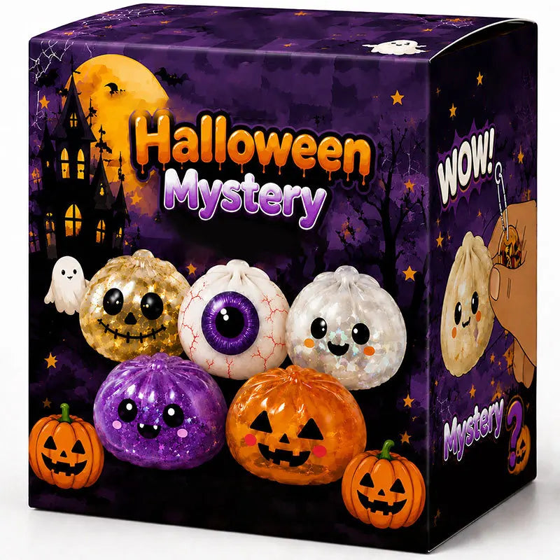 5.5cm/10cm Halloween Ghost Dumpling Pressure Squishies Slow Rising Stress Relief Fidget Toy for Kids Adults Anti-Anxiety Gift