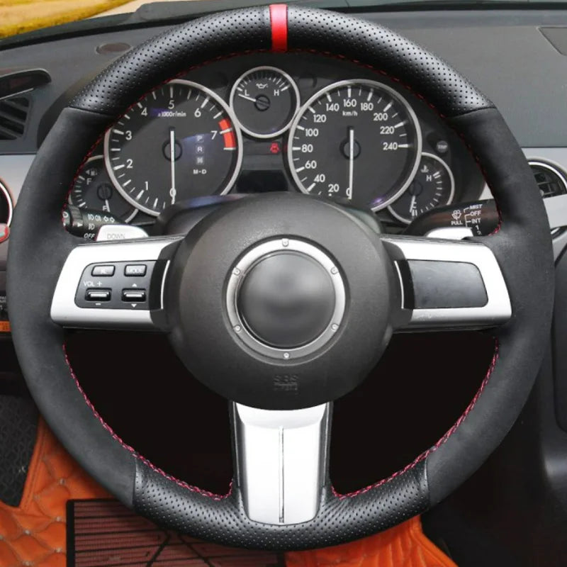 For Mazda MX-5 MX5 2006-2015 Mazda RX-8 RX8-2011 CX-7 CX7 2007-2009 Braid Car Steering Wheel Cover Leather Suede Car Interior