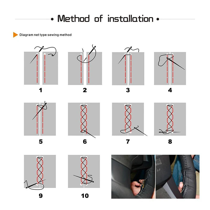 Braiding on The Steering Wheel for Mitsubishi Lancer Evolution EVO X 10 2008 2009-2012 2013 2014 Tuning Car Hand-sewing Cover