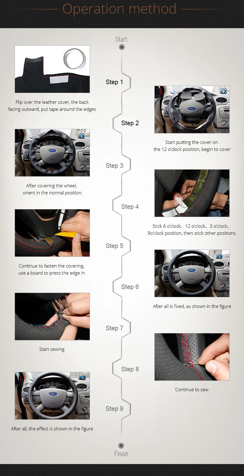 Braiding on The Steering Wheel for Mitsubishi Lancer Evolution EVO X 10 2008 2009-2012 2013 2014 Tuning Car Hand-sewing Cover