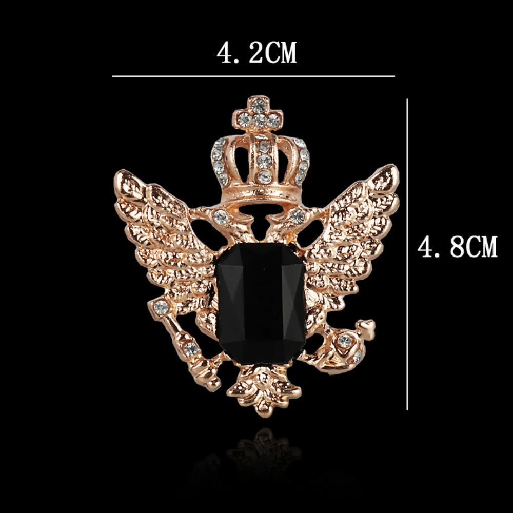 Retro Double Headed Eagle Angel Wings Pin Crown Cross Brooch Suit Jacket Metal Pin Decorative Accessory