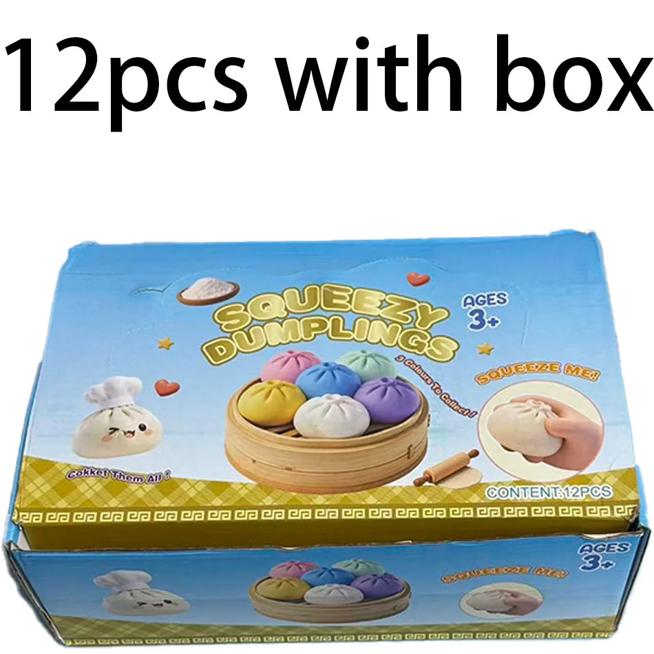 1-12pcs Glitter Dumpling Glitter Dumpling Squishy with Box Dumplings Sensory Squeeze Toy for Stress Relief Toys