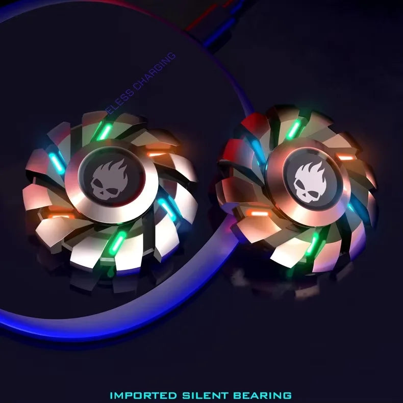 YIJOO Luminous Fingertip Spinning Top EDC Sensory Toys Metal Mute Fidget Spinner Rainbow Light Fidget Toys