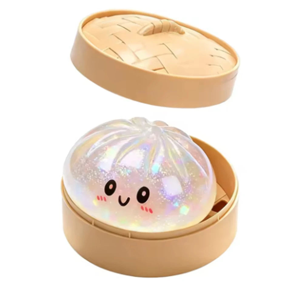 //Hot Glitter Dumpling Squishy with Box Dumplings Sensory Squeeze Toy for Stress Relief Fans Gift