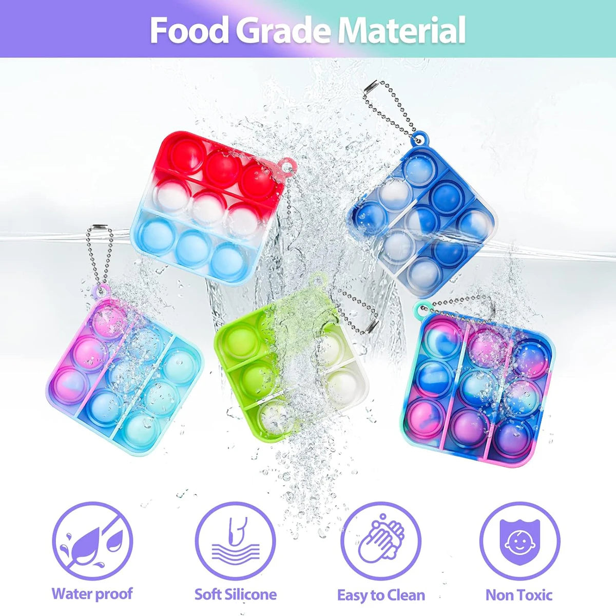 Lot 30 Mini Porte-Clés Pop Fidget Toy Enfant – Cadeau Fête & Classe | 30pcs Mini Pop Keychain Fidget Toys for Kids