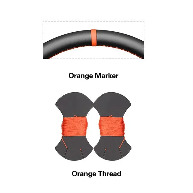 Black Faux Leather Car Steering Wheel Cover for Hyundai Sonata Kona Tucson 2023 2024 2025