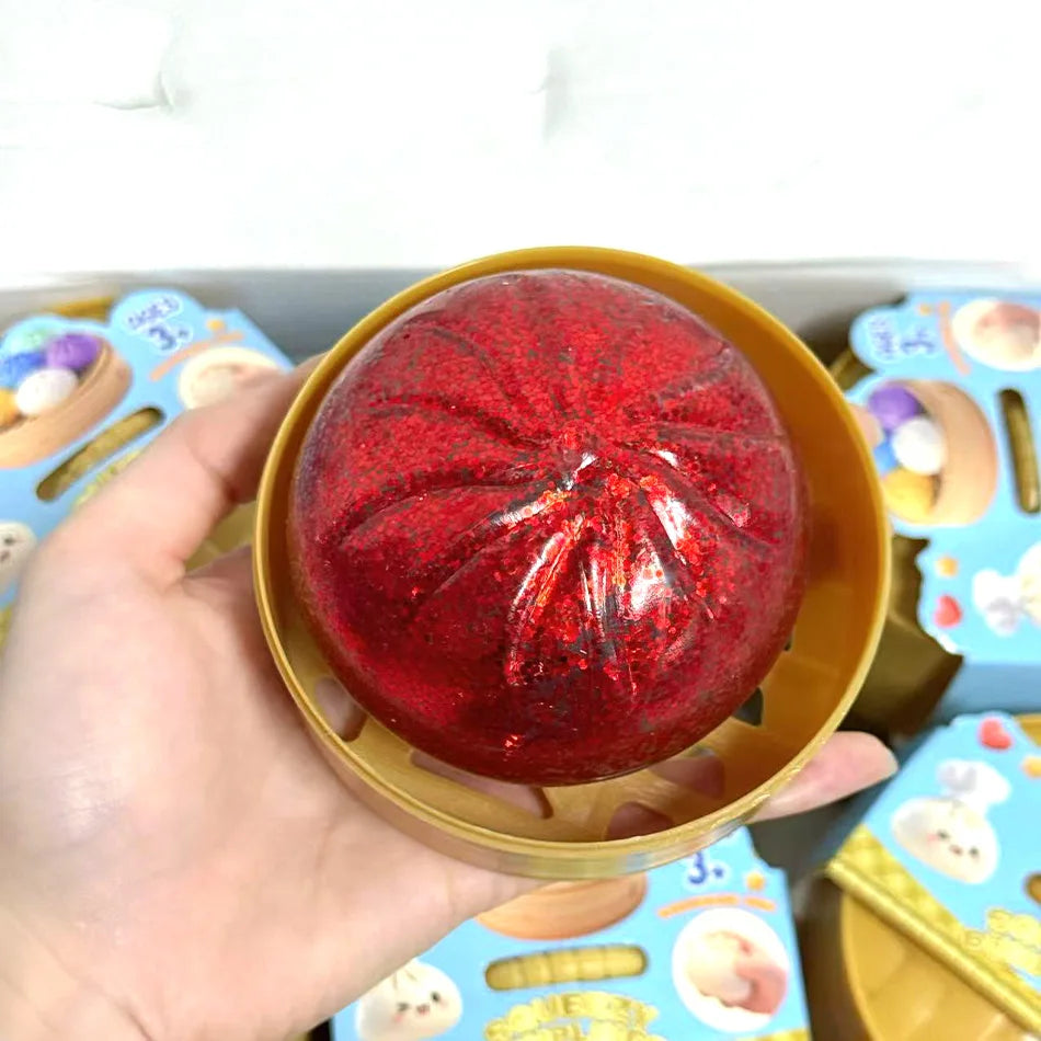 1-12pcs Glitter Dumpling Glitter Dumpling Squishy with Box Dumplings Sensory Squeeze Toy for Stress Relief Toys