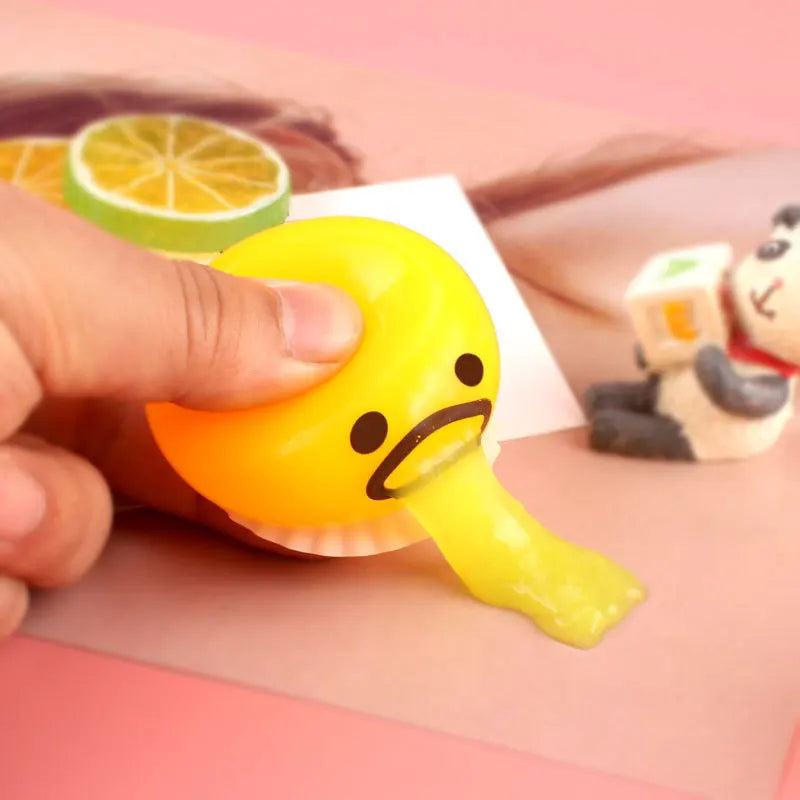 New Squishy Puking Egg Yolk Stress Ball With Yellow Goop Relieve Stress Toy Funny Squeeze Tricky Antistress Disgusting Egg Toys