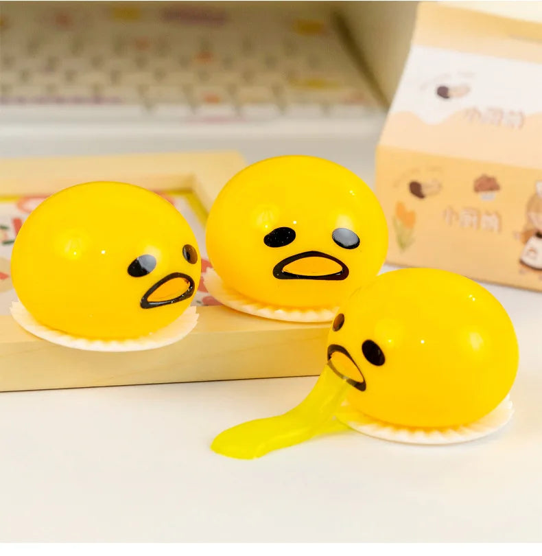 New Squishy Puking Egg Yolk Stress Ball With Yellow Goop Relieve Stress Toy Funny Squeeze Tricky Antistress Disgusting Egg Toys