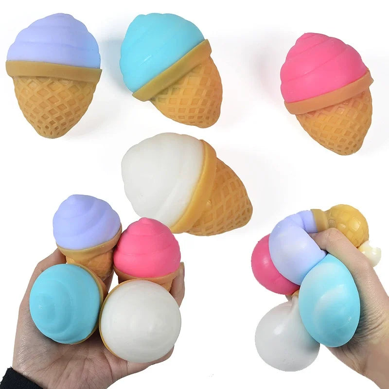 Squeeze Toy Ultra Soft Anti-stress Funny Simulation Food Ice Cream Ball Stress Reliever Toy for Office