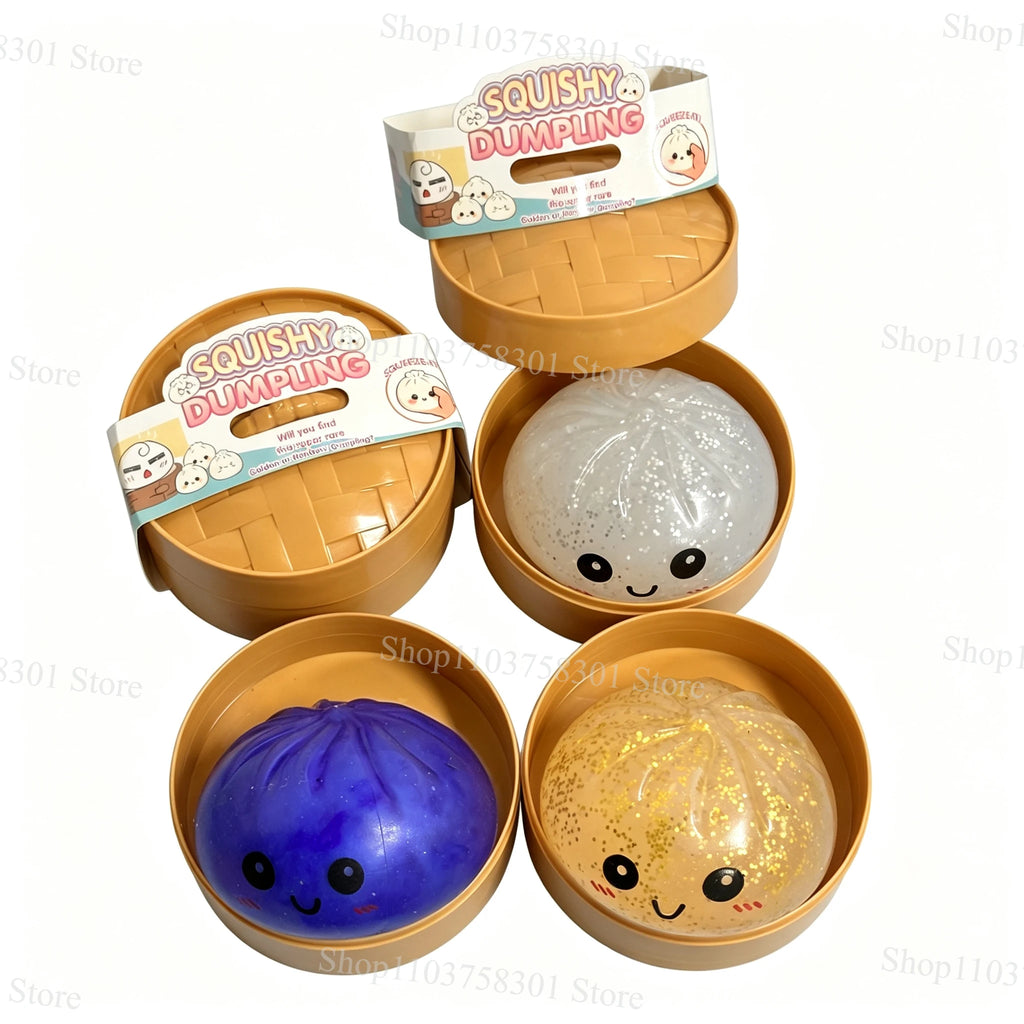 Glitter Dumplings Squishy Soft with Steamer Squishy Fidget Slow Resilience Stress Relief Sensory Ball