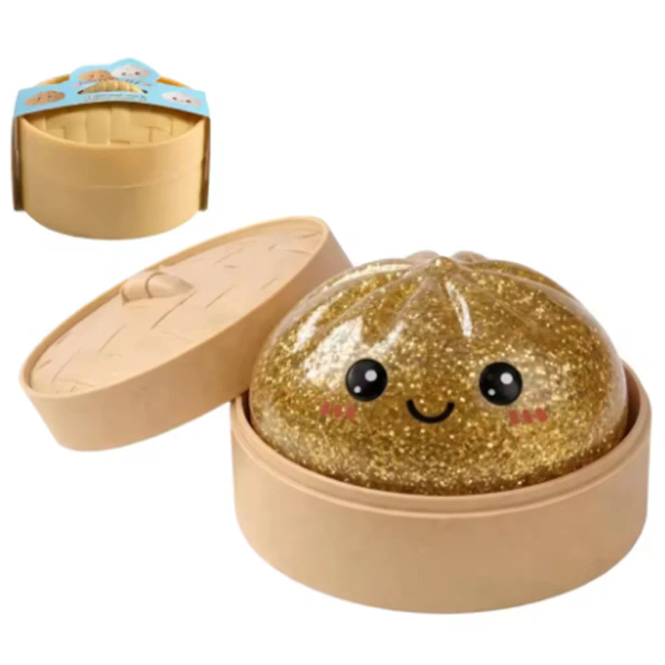 //Hot Glitter Dumpling Squishy with Box Dumplings Sensory Squeeze Toy for Stress Relief Fans Gift