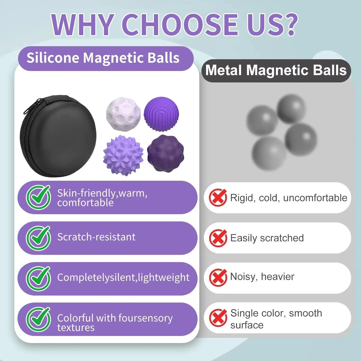 Magnetic Silicone Sensory Balls Worry Balls Autism Calming Fidgeting Toy Fidget Toy Kid Adults Anxiety Relief Stress Sensory Toy
