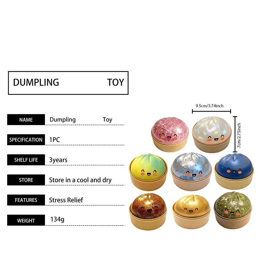 Fun Mini Bao Bun Glitter Dumpling Squishy Toy Mystery Box Free Wrappers with Steamer Stress Relief Toy Crazy Surprise Balls