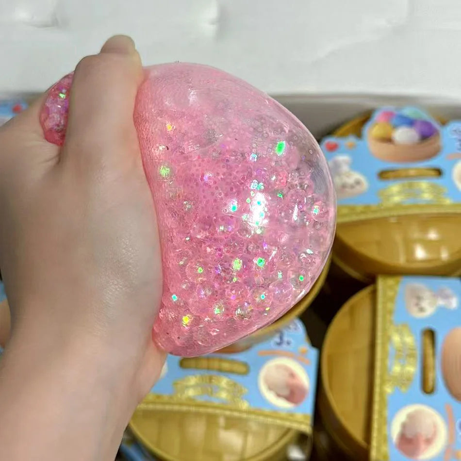 1-12pcs Glitter Dumpling Glitter Dumpling Squishy with Box Dumplings Sensory Squeeze Toy for Stress Relief Toys