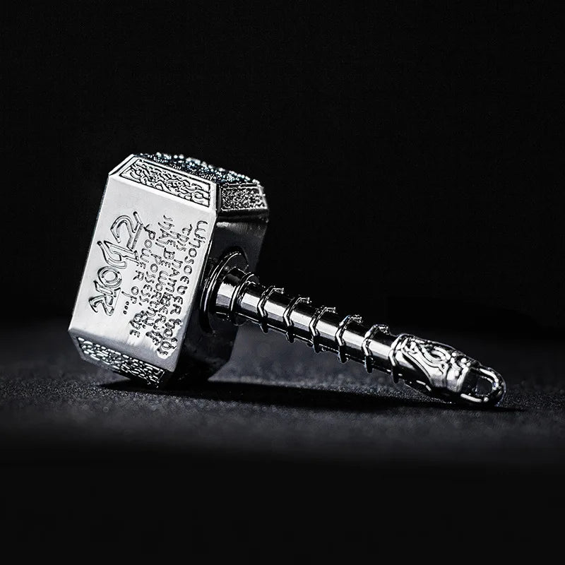 1pcs Thors Battle Hammer Fidget Hand Spinner Made By Metal, The Mighty Mjolnir Keychain Toy - Antique Brass