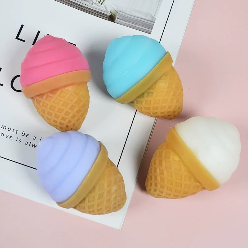Squeeze Toy Ultra Soft Anti-stress Funny Simulation Food Ice Cream Ball Stress Reliever Toy for Office