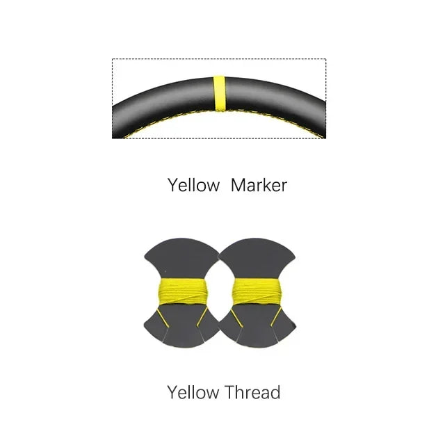 Black Faux Leather Car Steering Wheel Cover for Hyundai Sonata Kona Tucson 2023 2024 2025