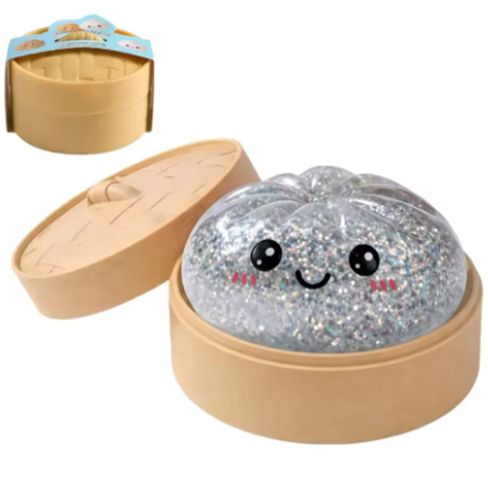 //Hot Glitter Dumpling Squishy with Box Dumplings Sensory Squeeze Toy for Stress Relief Fans Gift