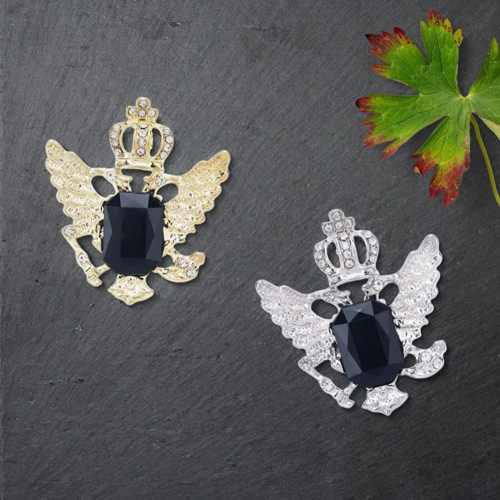 2pcs 2 Colors Alloy Rhinestone Tie Clips Platinum Golden Eagle 46x40mm 1pc/color