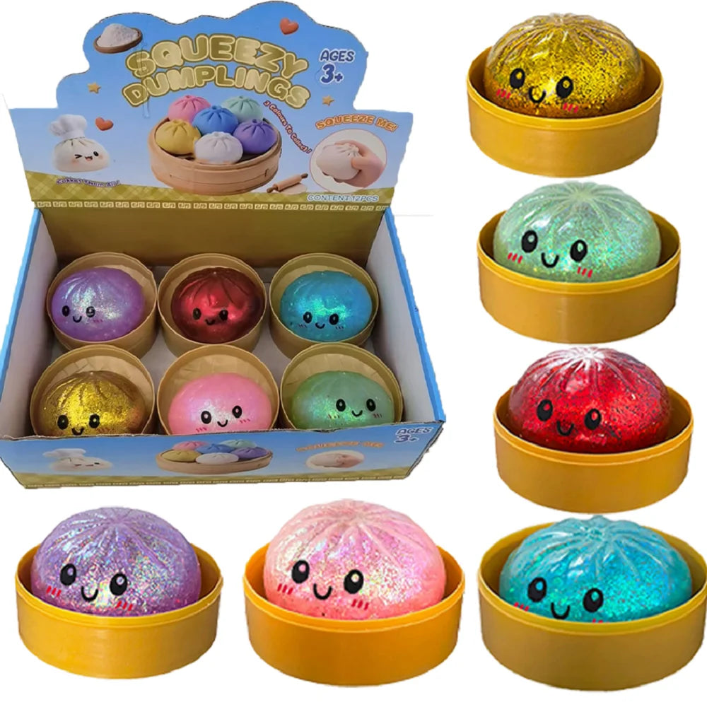 New Colorful Dumpling Squishes Stress Balls Reusable Low Rebound Decompression Toys Dough Ball