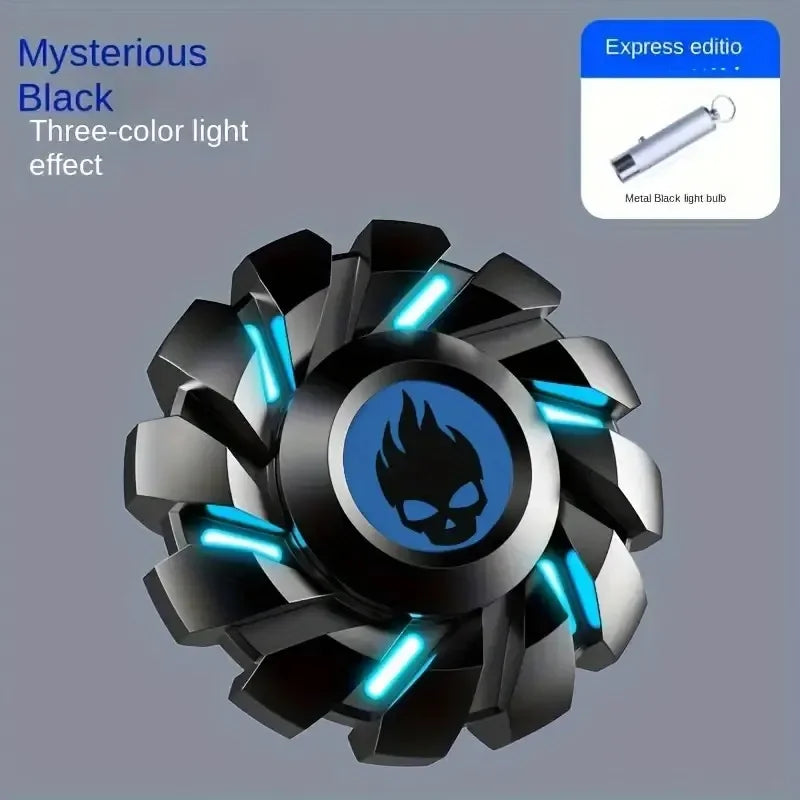 YIJOO Luminous Fingertip Spinning Top EDC Sensory Toys Metal Mute Fidget Spinner Rainbow Light Fidget Toys