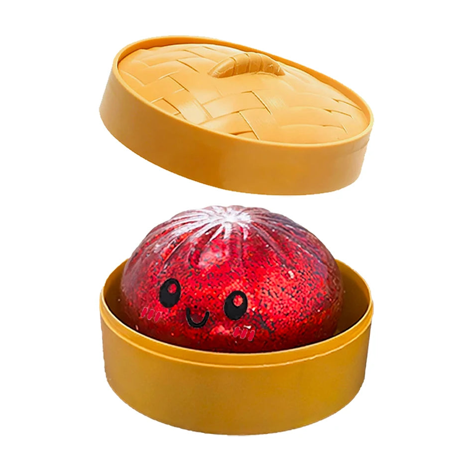 6 styles Colorful Dumpling Squishes Stress Balls Fidget Sensory Toys Squishies Bun with Steamer Squeeze Dough Ball Gifts
