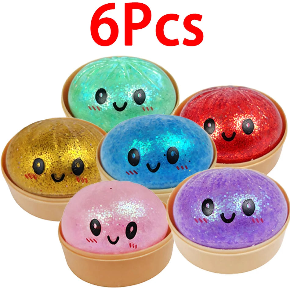 Giant Squishies Dumpling Bun Toy, Slow Rising Glitter Dumpling Stress Ball, Stress Relief Fidget Toy for Home Office Travel toys