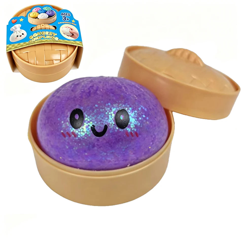 Giant Squishies Dumpling Bun Toy, Slow Rising Glitter Dumpling Stress Ball, Stress Relief Fidget Toy for Home Office Travel toys