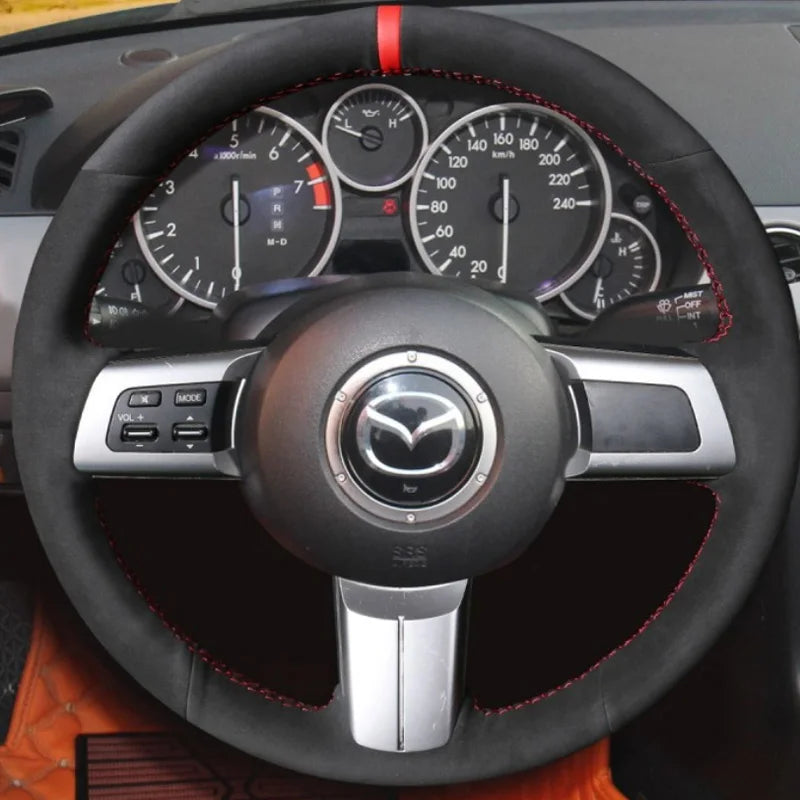 For Mazda MX-5 MX5 2006-2015 Mazda RX-8 RX8-2011 CX-7 CX7 2007-2009 Braid Car Steering Wheel Cover Leather Suede Car Interior