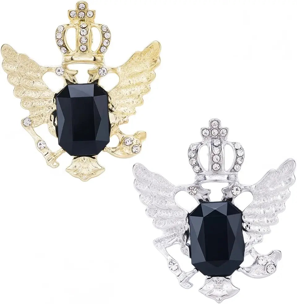 2pcs 2 Colors Alloy Rhinestone Tie Clips Platinum Golden Eagle 46x40mm 1pc/color