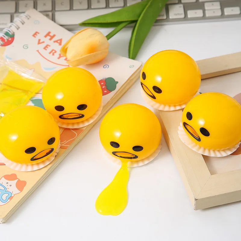New Squishy Puking Egg Yolk Stress Ball With Yellow Goop Relieve Stress Toy Funny Squeeze Tricky Antistress Disgusting Egg Toys