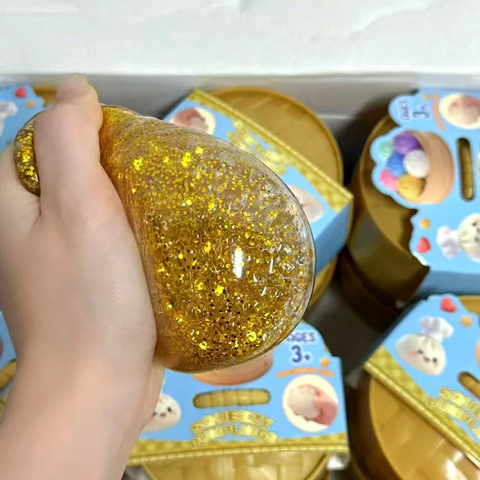 1-12pcs Glitter Dumpling Glitter Dumpling Squishy with Box Dumplings Sensory Squeeze Toy for Stress Relief Toys