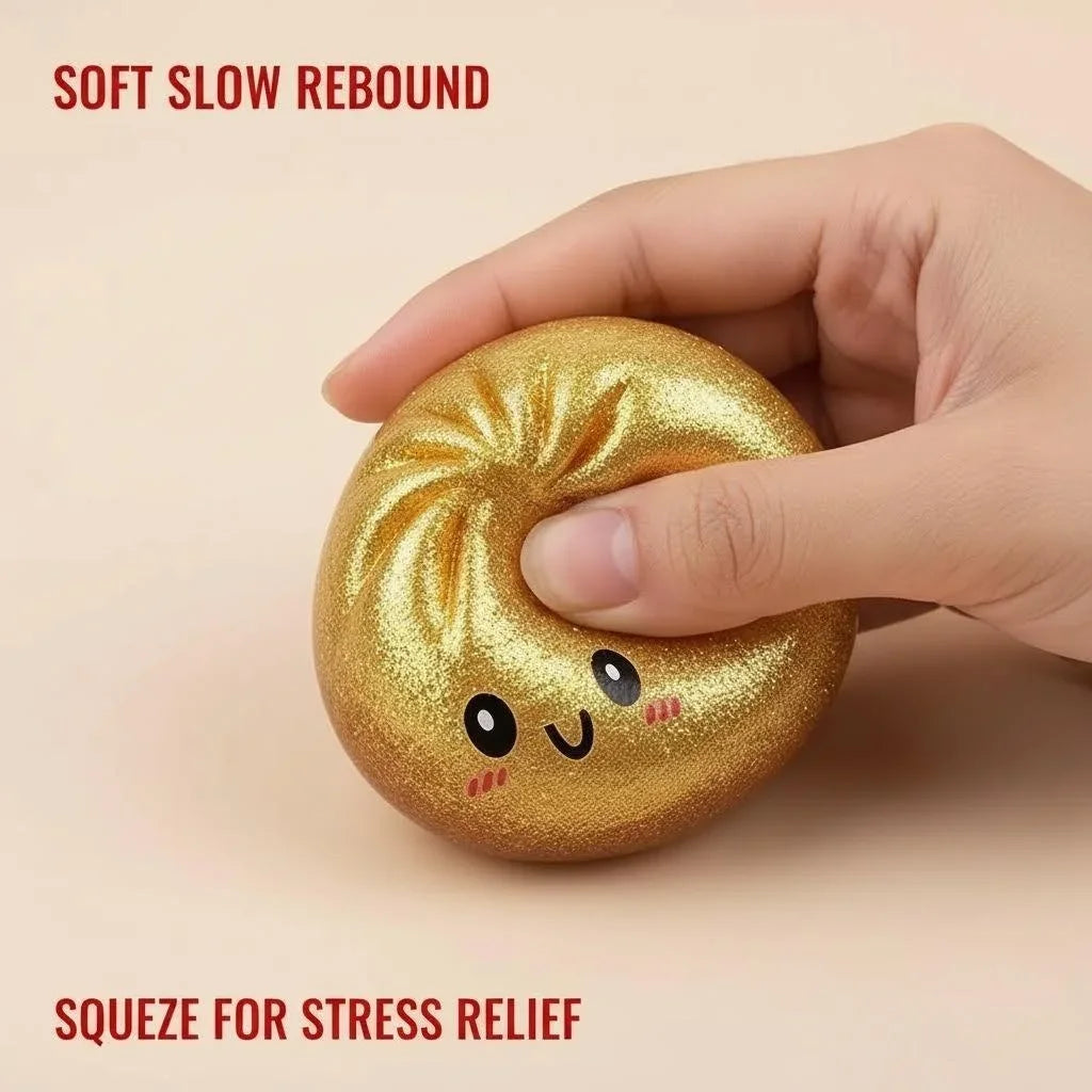 Glitter Dumplings Squishy Soft with Steamer Squishy Fidget Slow Resilience Stress Relief Sensory Ball