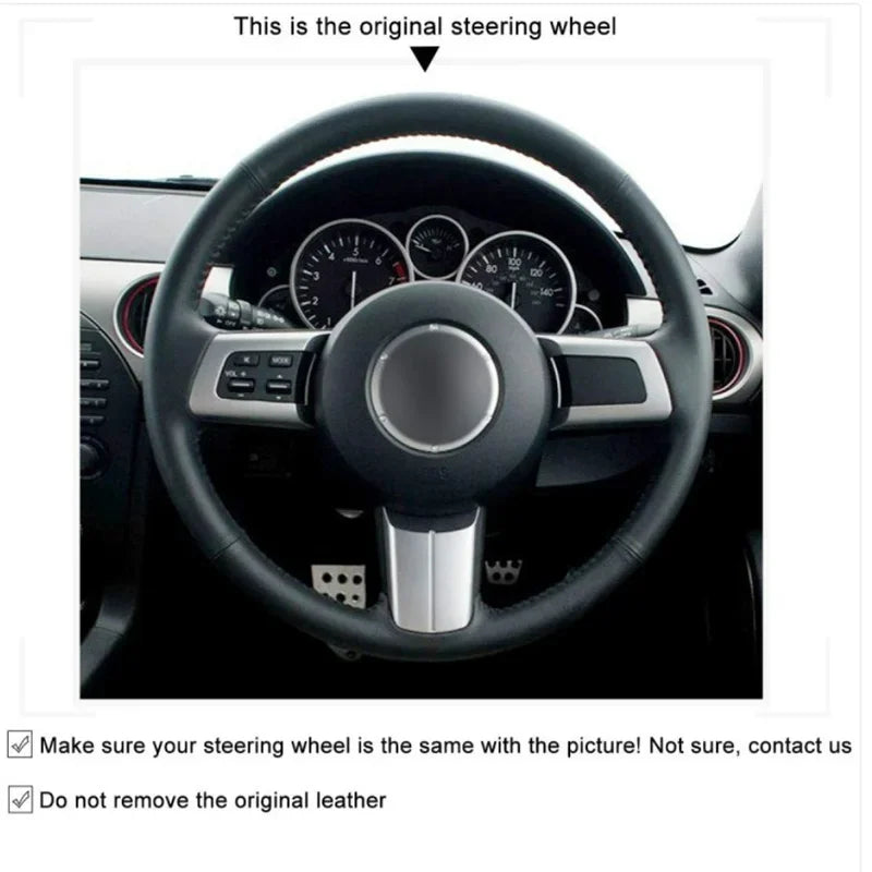 For Mazda MX-5 MX5 2006-2015 Mazda RX-8 RX8-2011 CX-7 CX7 2007-2009 Braid Car Steering Wheel Cover Leather Suede Car Interior