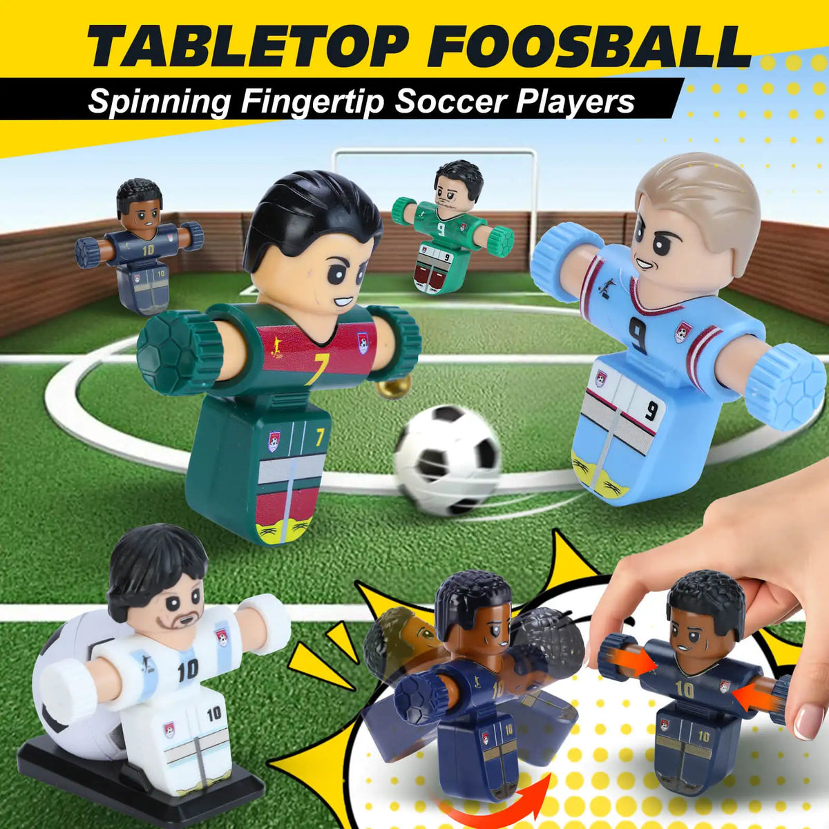 HOT NEW Fidget Spinner Soccer Players, Tabletop Foosball Game Kids Toys, Stress Relief Desktop Décor for Collection