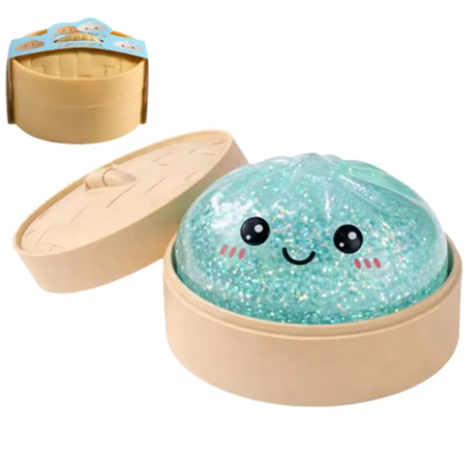 //Hot Glitter Dumpling Squishy with Box Dumplings Sensory Squeeze Toy for Stress Relief Fans Gift
