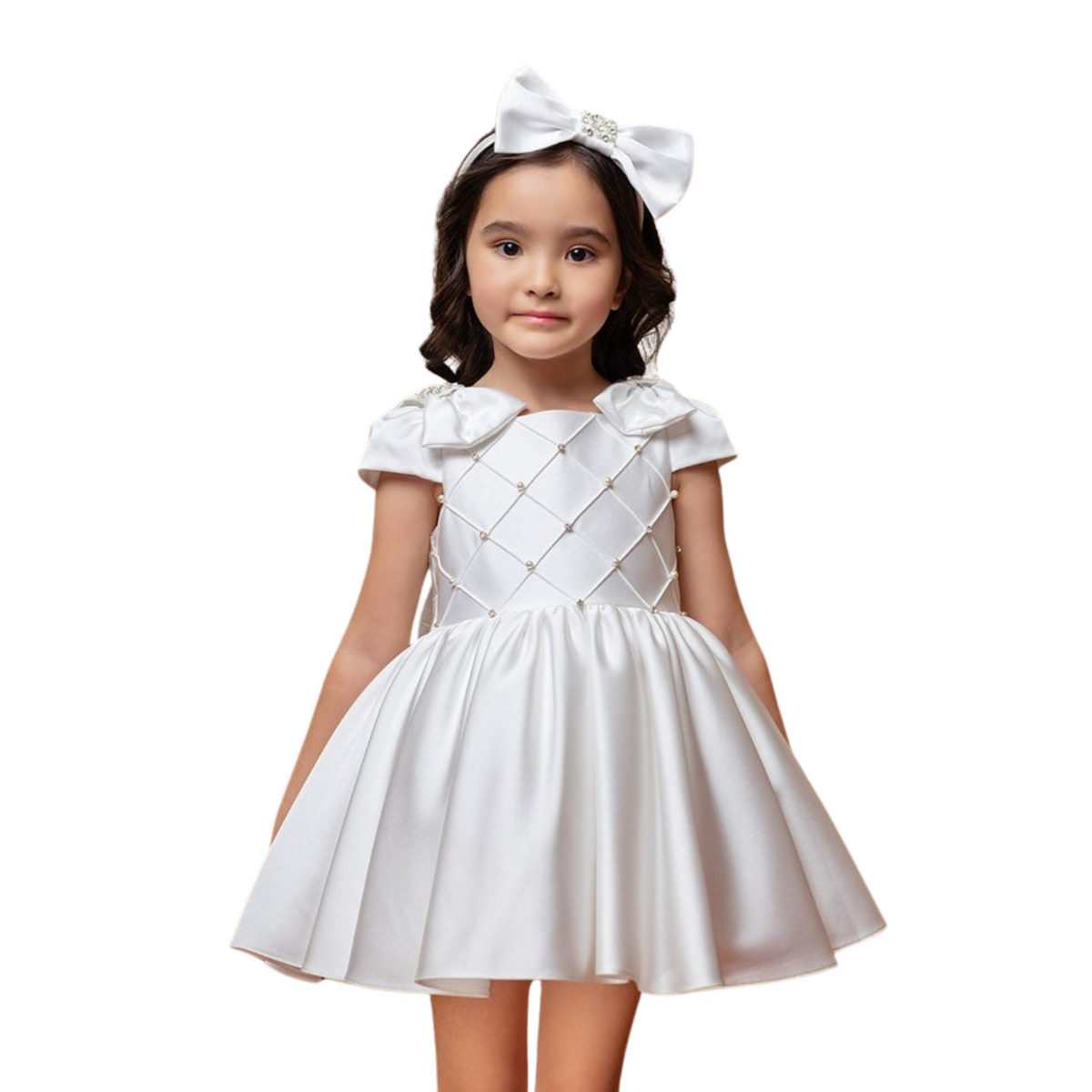 Robe Courte Satin Fille Lady of Norway – Mancherons & Nœud | Girls Satin Short Formal Dress