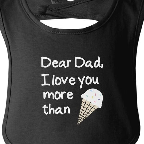 Bavoir Bébé Noir « Dear Dad » Imprimé Glace – Cadeau Original | Dear Dad Ice Cream Cute Black Baby Bib