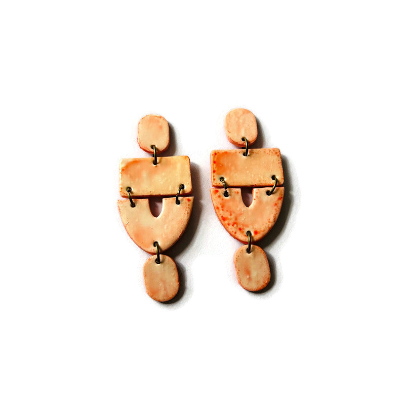 Long Red Statement Earrings Handmade, Post or Clip On Earring - "Lee"